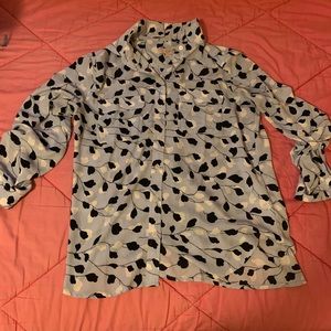 LOFT floral collared three quarter sleeve shirt